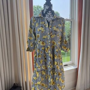 Floral Striped Midi Dress